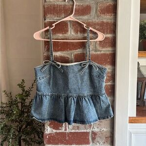 Denim Peplum Top
